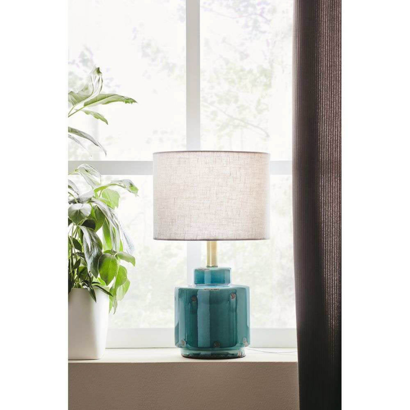 Cous Table Lamp Antique Brass Blue/White - Markslöjd
