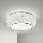 Stropné svietidlo IDEAL LUX Pasha, chrómová farba/číre, Ø 55 cm, sklo