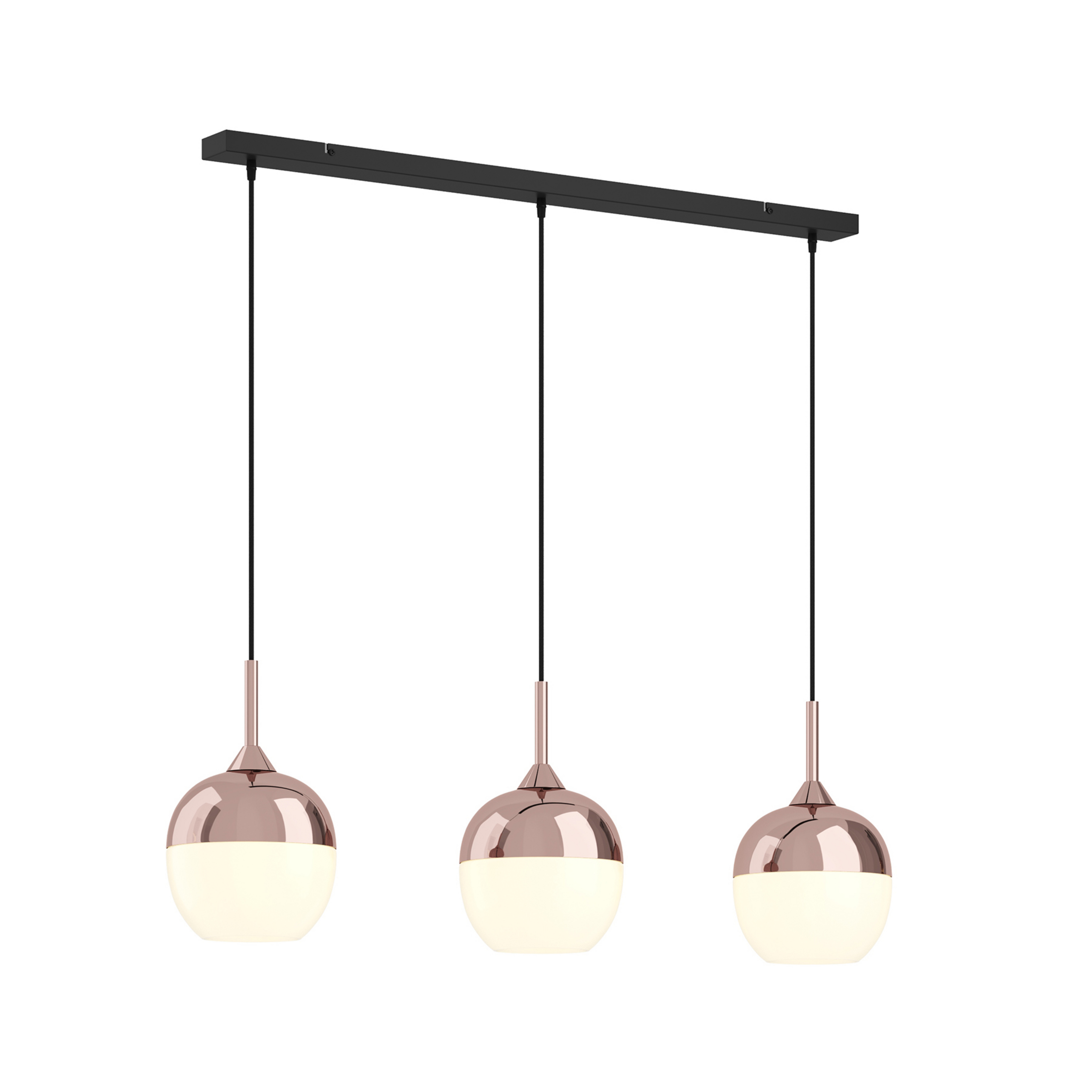 Lindby Pendellampe Rangina, 100 cm, kupfer, 3-flammig, Glas