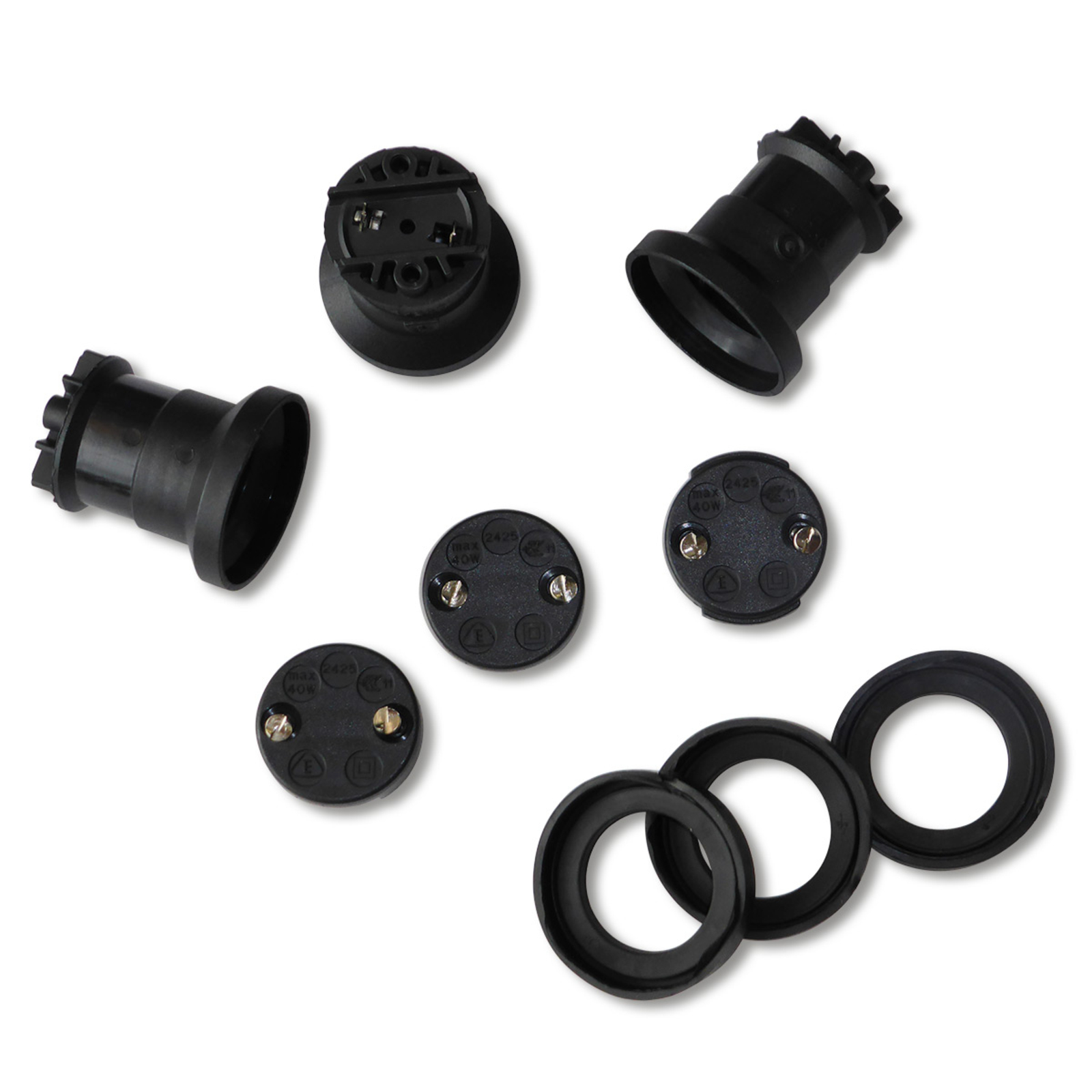 Heitronic Set of 3 E27 Sockets for illumination cable