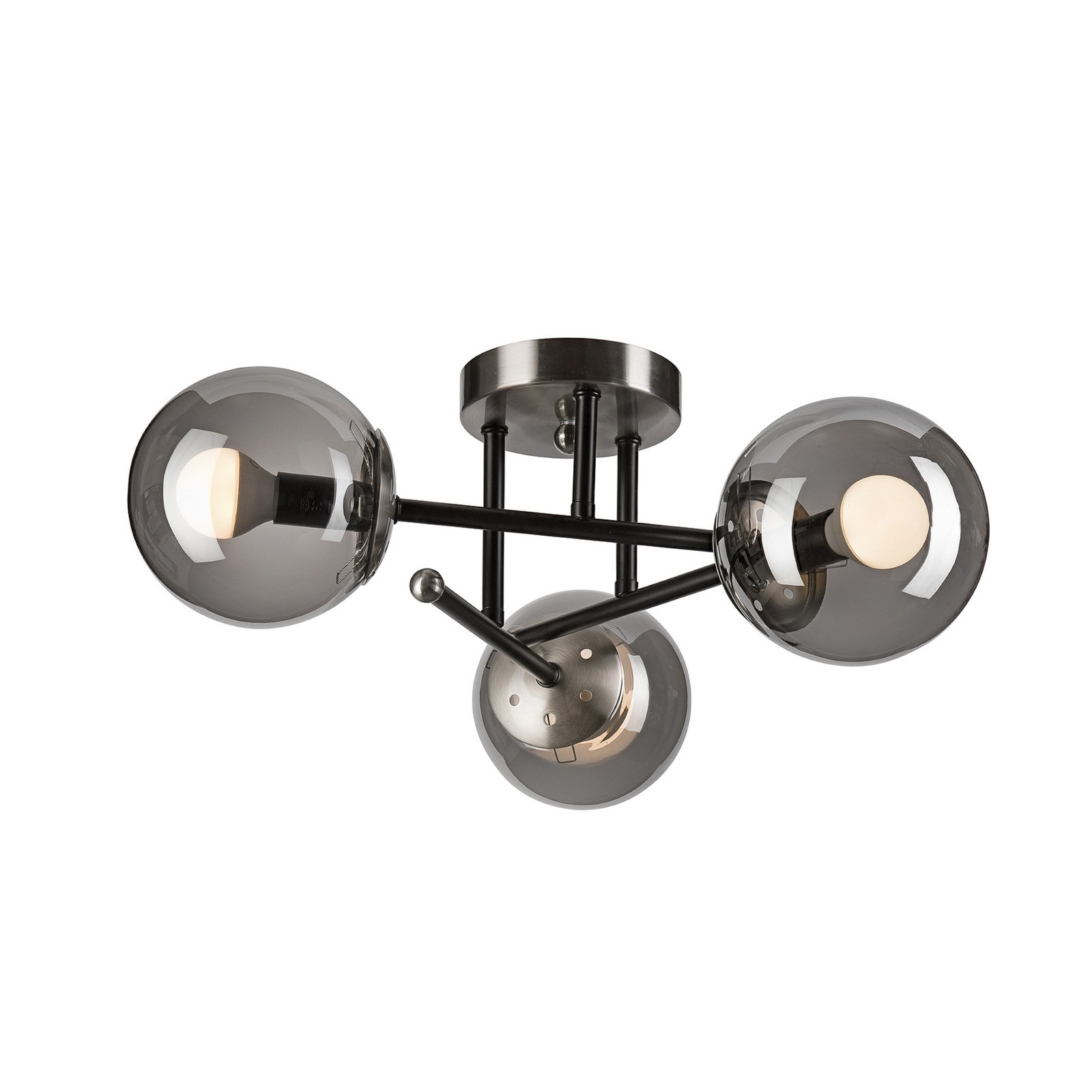 Deckenleuchte Malena, Ø 19 cm, rauchgrau, Glas/Metall 3-flg.