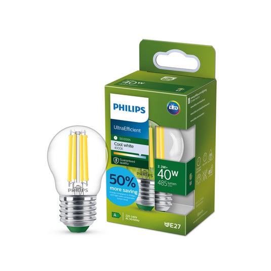 Philips E27 LED bulb G45 2.3W 485lm 4,000K clear