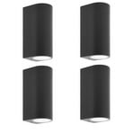 Prios outdoor wall light Tetje, black, round, 16 cm, set of 4