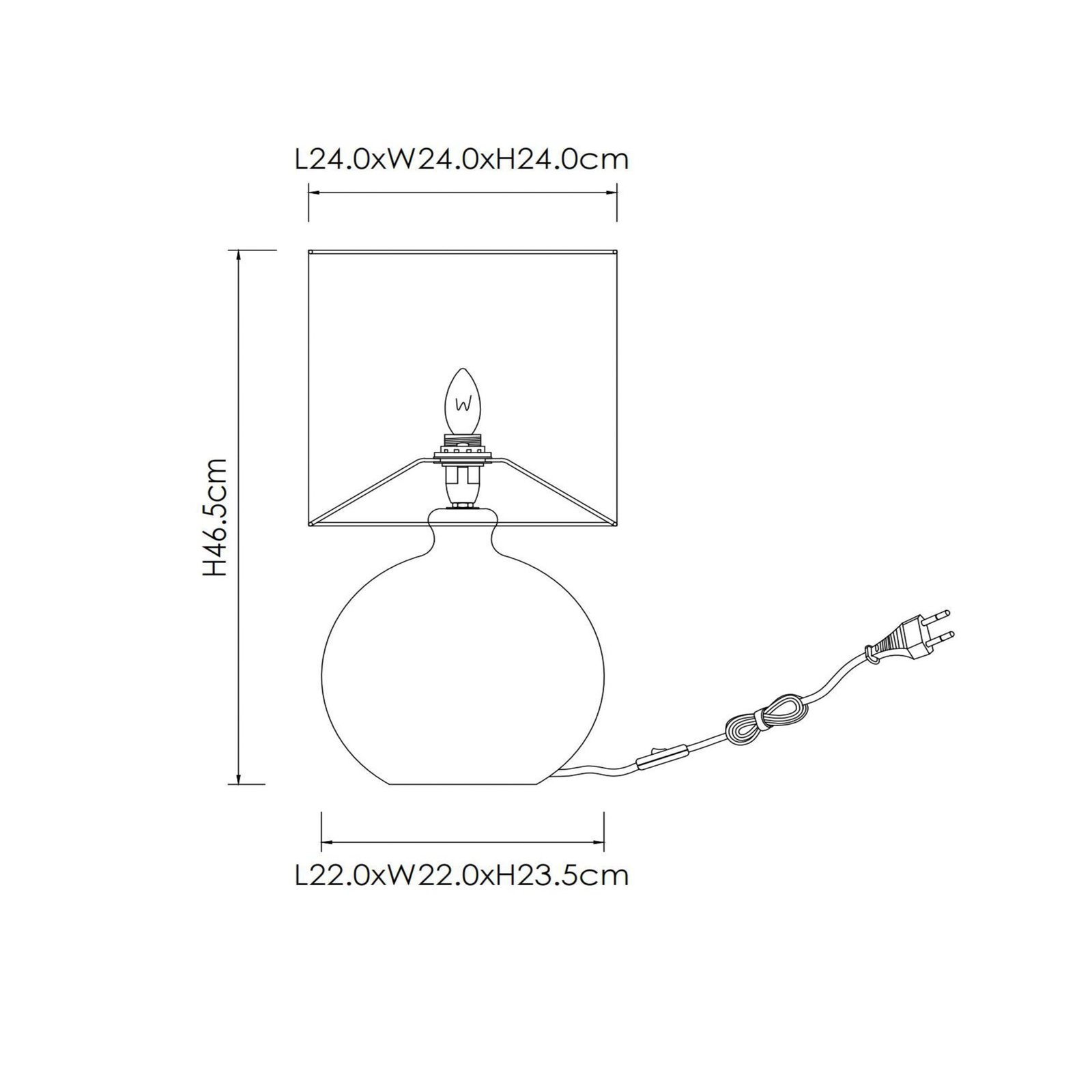 Stolna lampa Esterad, oker, Ø 24 cm, visina 47 cm, staklo