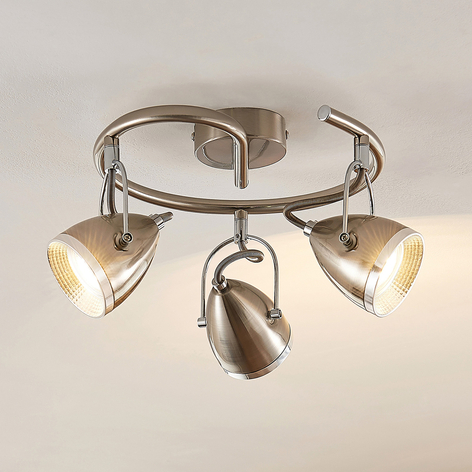 Lindby Jadon LED-Deckenrondell nickel 3flg 29,7 cm