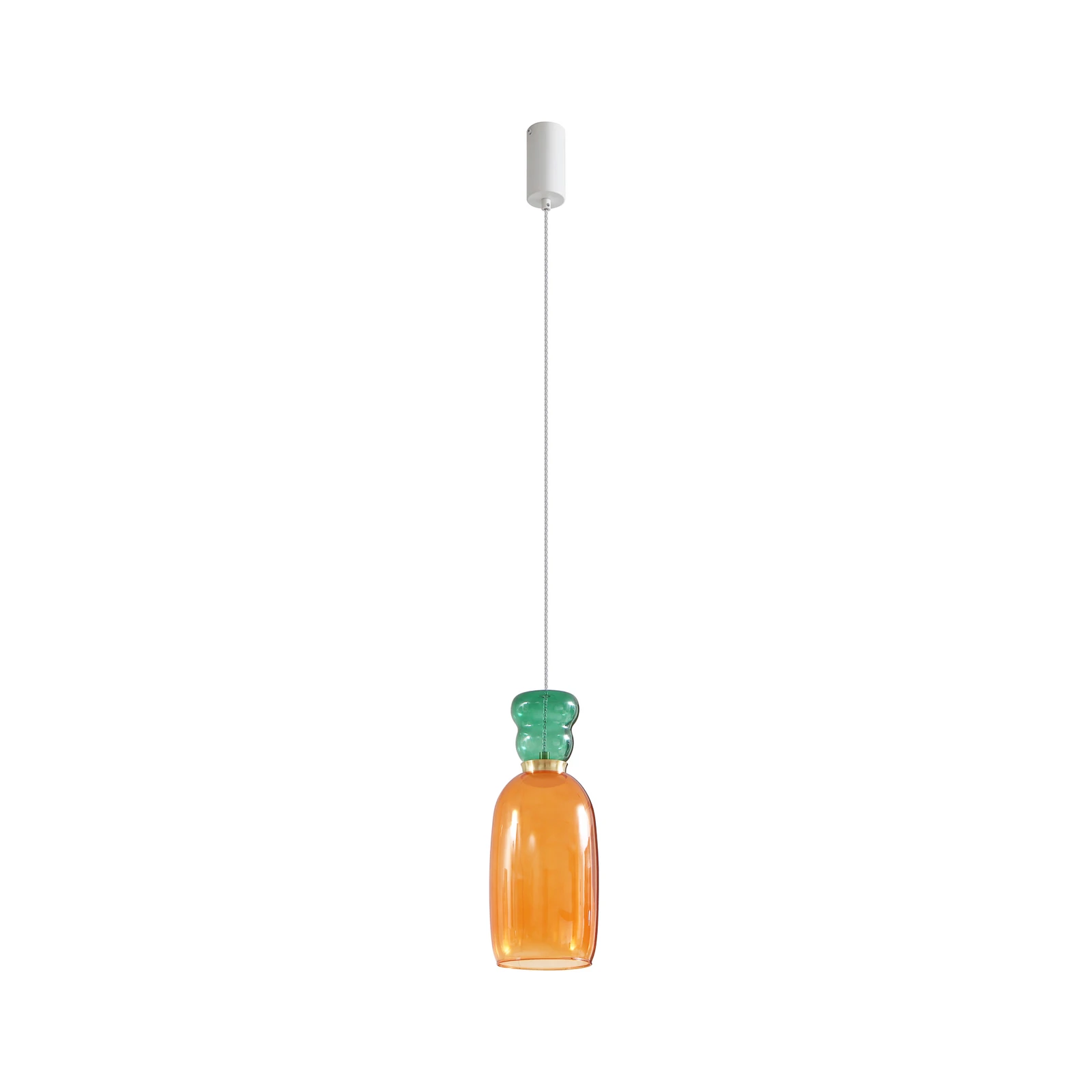 Lucande LED závěsná lampa Fay, oranžová/tmavě zelená, sklo, Ø 15 cm