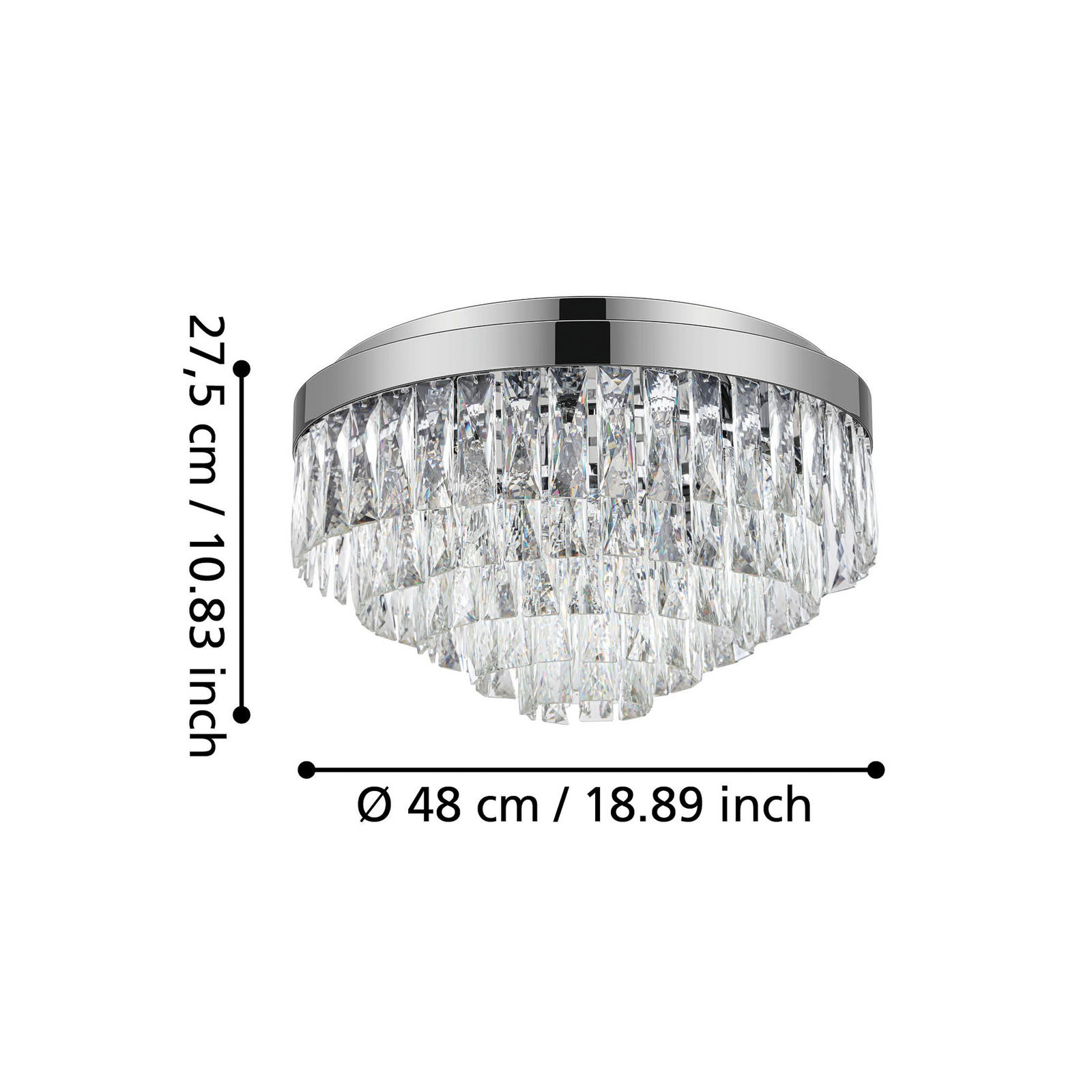 Stropna svjetiljka Stars of Light Valparaiso, krom, Ø 48 cm, metal