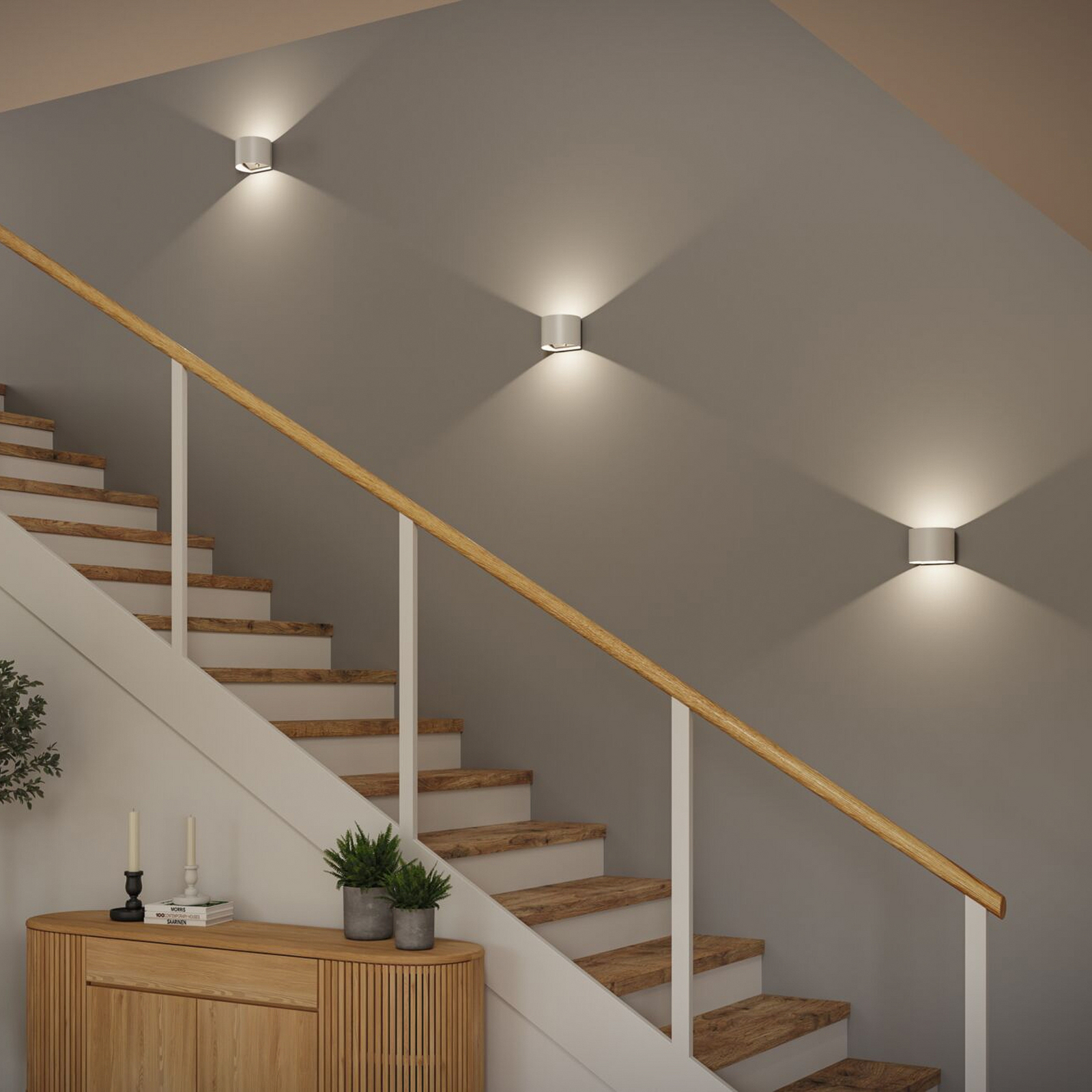 Paulmann Akku-Außenwandlampe Nyora, weiß, 14 cm, Sensor IP44