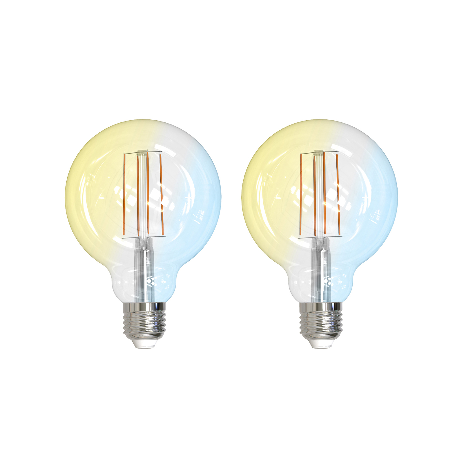 LUUMR Smart LED, set de 2, filamento, E27, G95, 7W, transparente, Tuya