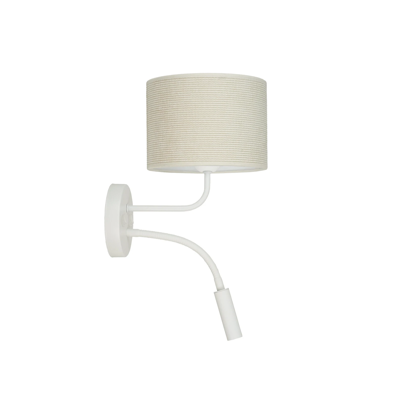 Wandleuchte Roller, Cord weiß, weiß, mit Leselicht
