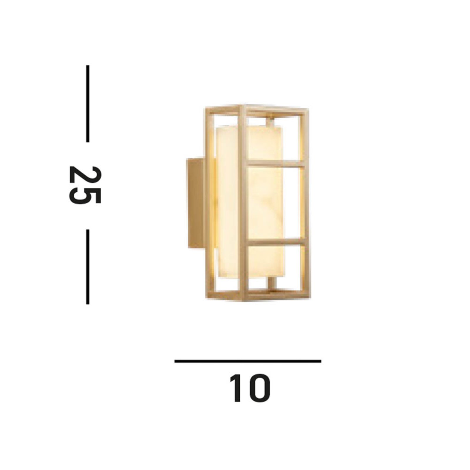 Mirage LED-seinävalaisin, korkeus 25 cm, kulta, teräs, IP44