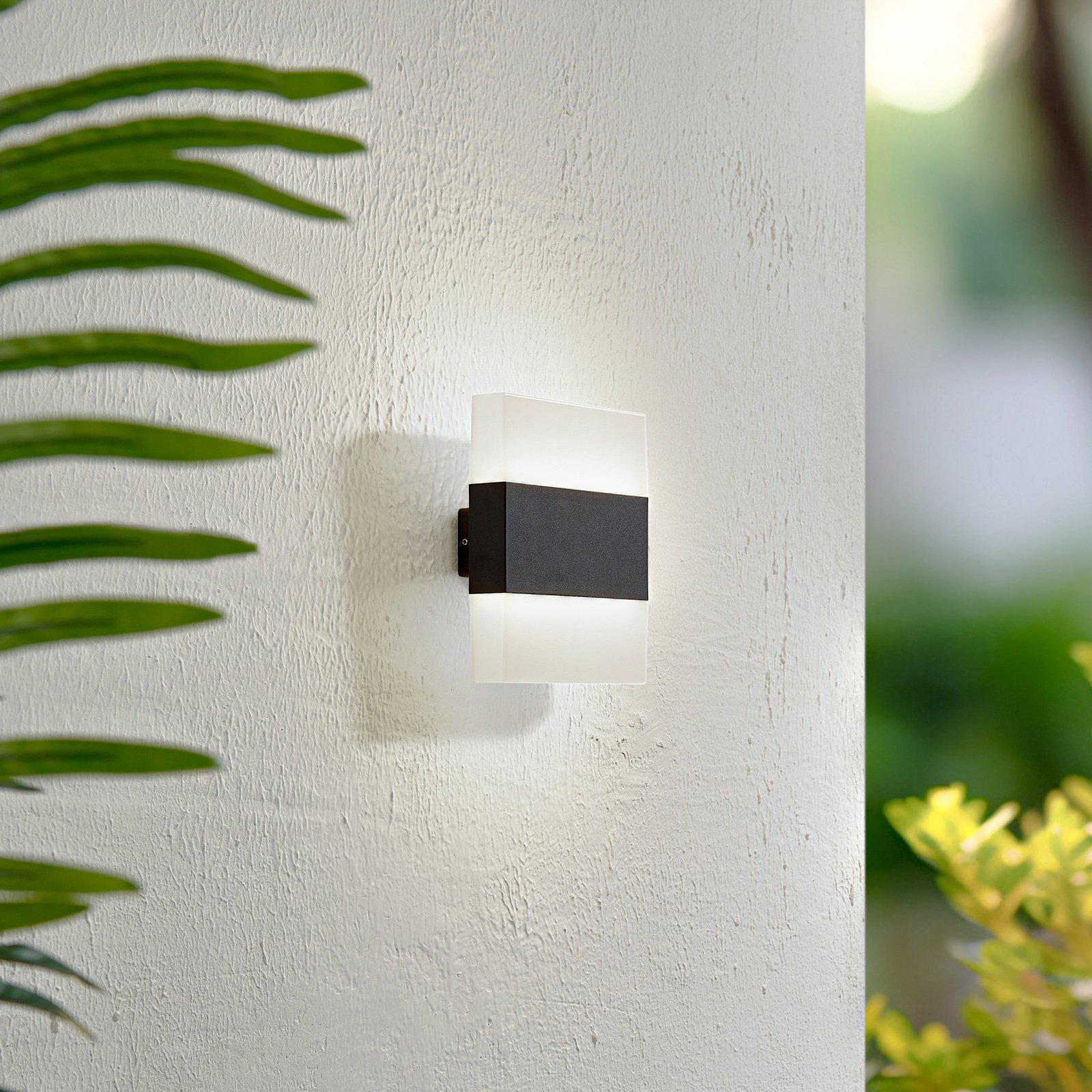 Lindby LED outdoor wall light Branor, aluminium, dark grey, IP54