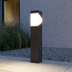 Lucande pillar light Kiran, 60 cm, grey, metal, IP44, E27