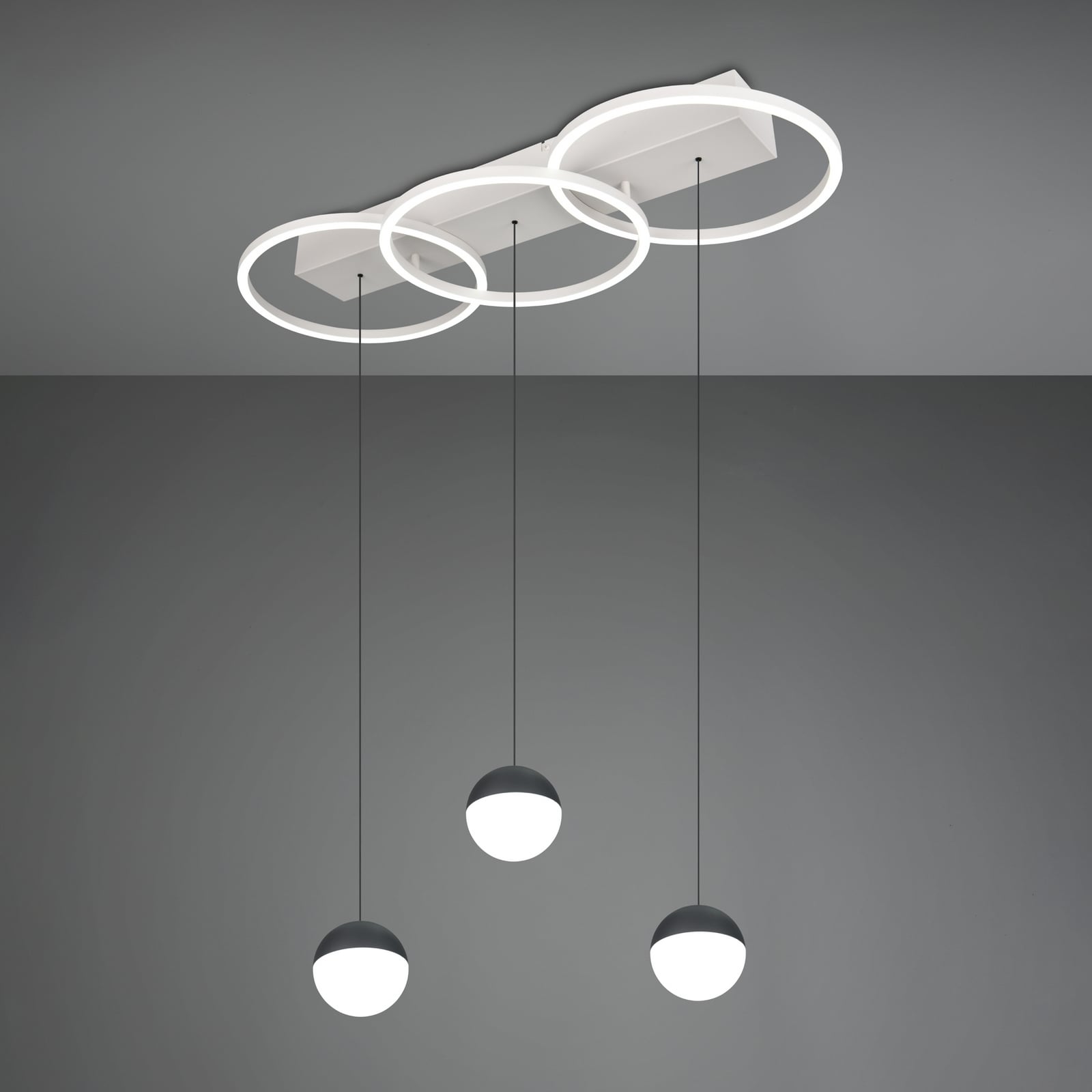 Larino Long LED Pendant Light, Light Grey, Metal, CCT, Remote Control Larino Long LED Pendant Light, Light Grey, Metal, CCT, Remote Control