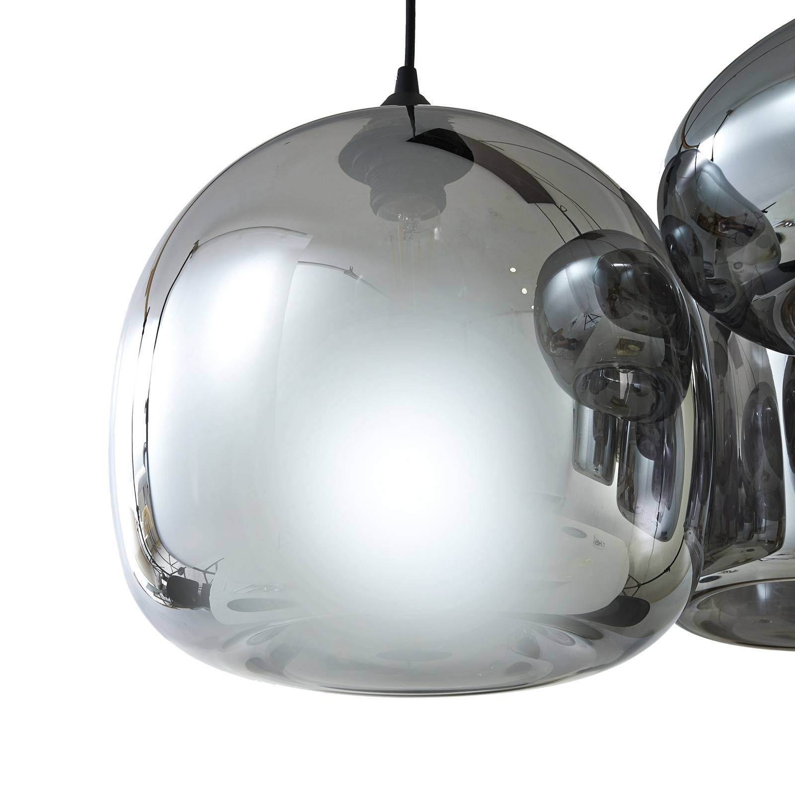 Lampa wisząca Lindby Marla, 6-punktowa, szkło, dymny szary, 108 cm