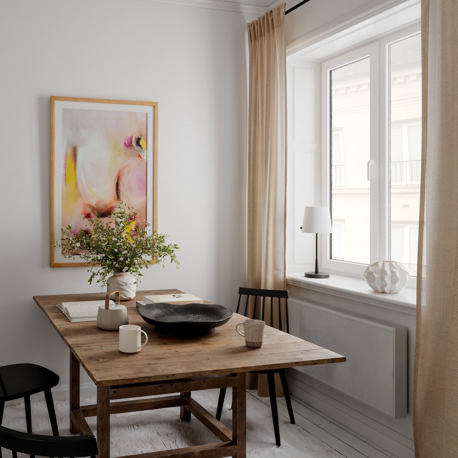 By Rydens laualamp Lumi, 49 cm, must/valge, tekstiil