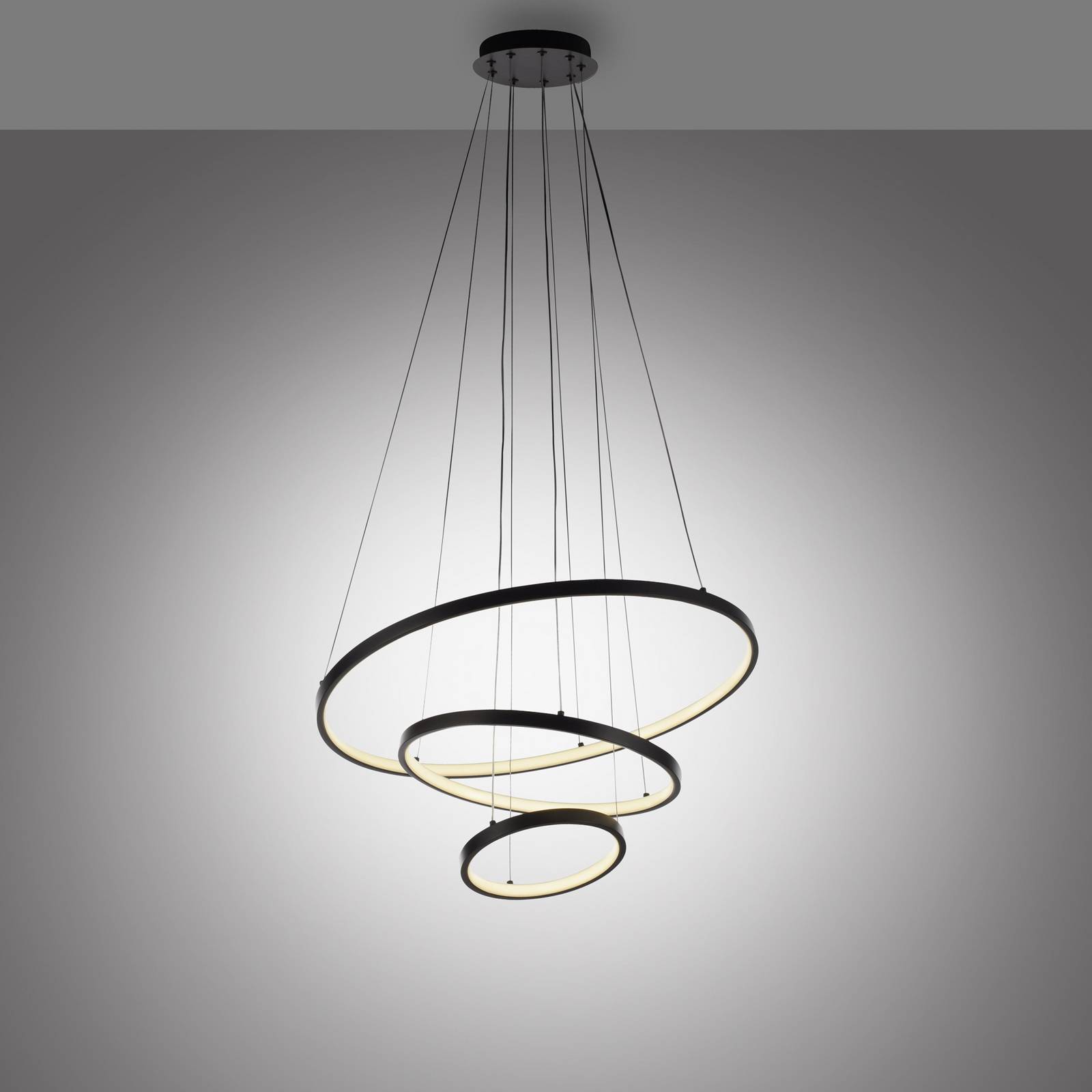 JUST LIGHT. żyrandol LED Cerchi, czarna, 3000 K