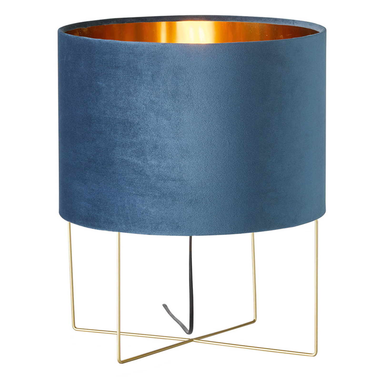 Bordlampe Aura, fløyelsskjerm, høyde 43 cm, blå