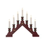 Sara candle arch, red, wood, 43 cm wide, 7-bulb, E10