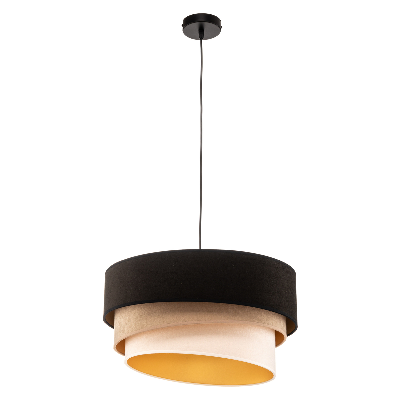 Devon hanging light, black/beige/ecru/gold Ø 45 cm