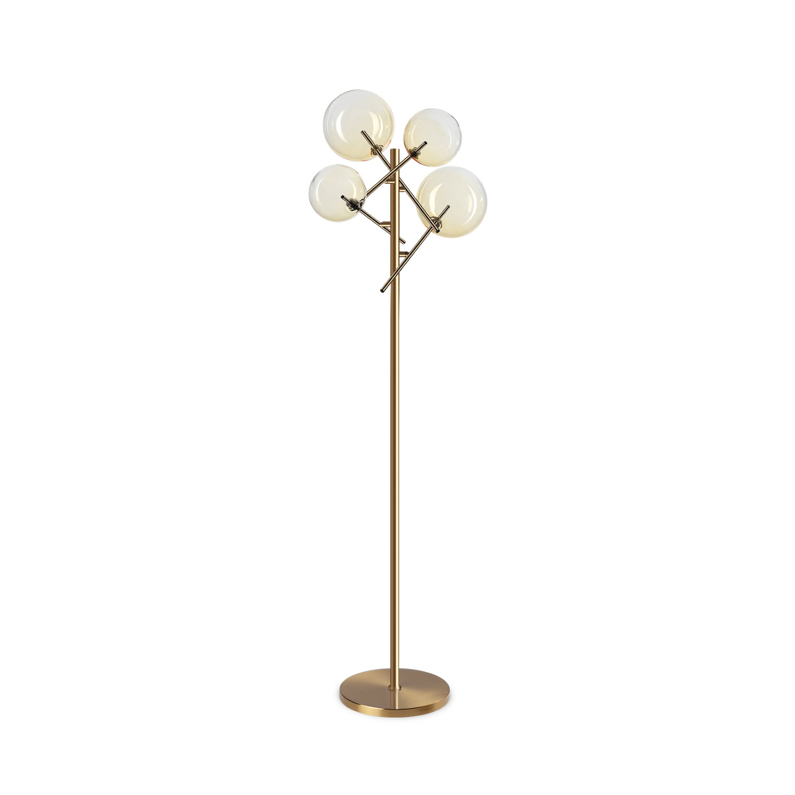 Candeeiro de pé IDEAL LUX Equinoxe, latão/âmbar, altura 166 cm Candeeiro de pé IDEAL LUX Equinoxe, latão/âmbar, altura 166 cm