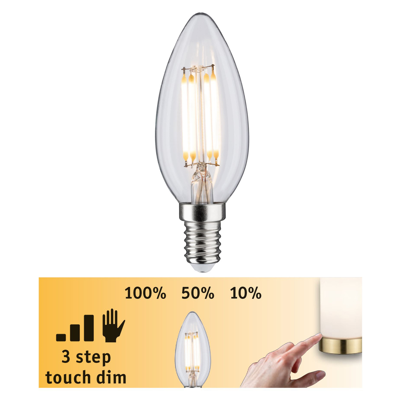Paulmann LED-kynttilä E14 5W hehkulanka 3-vaiheinen himmennys