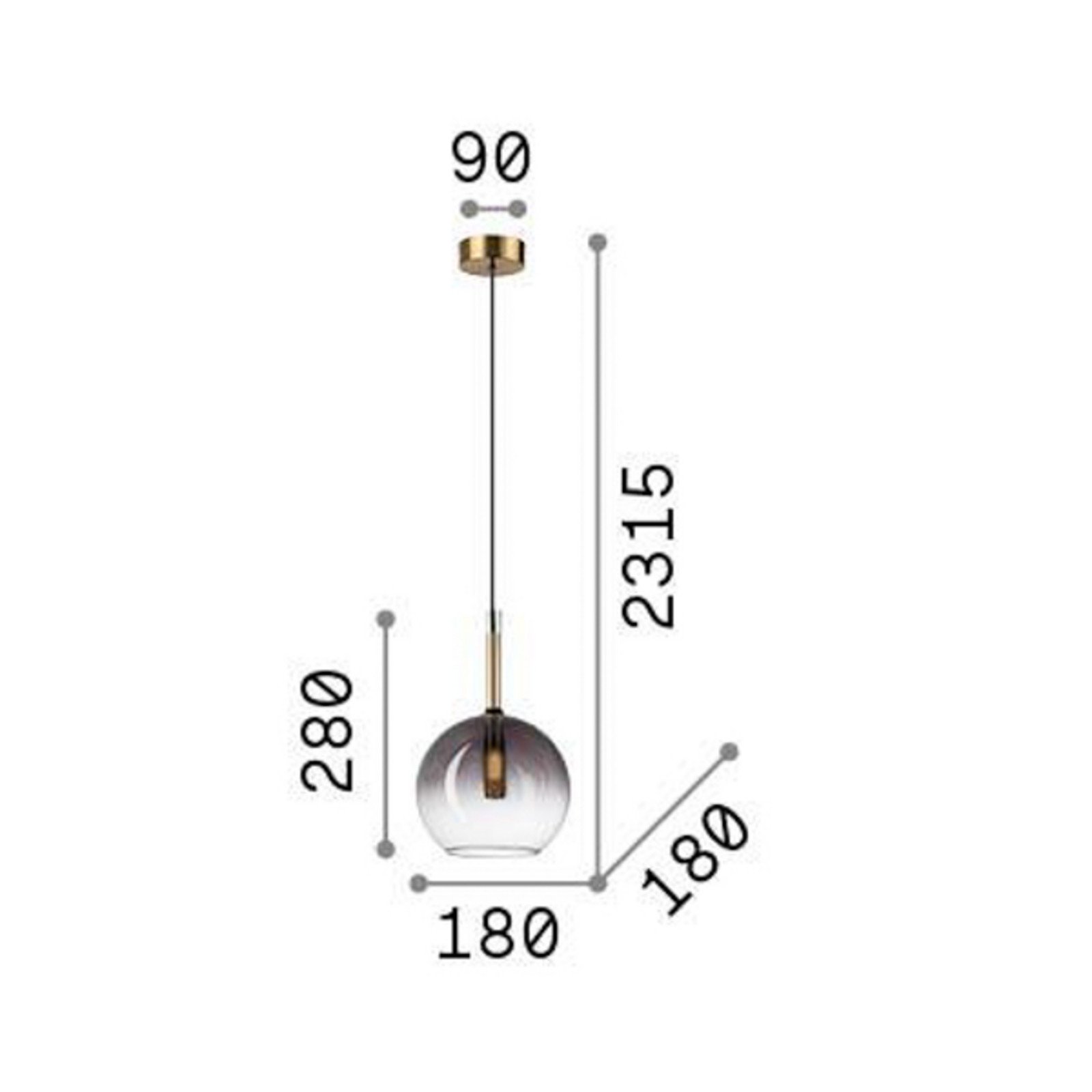 Ideal Lux Empire Empire Sfera suspendat sticlă transparentă/gri fumurie