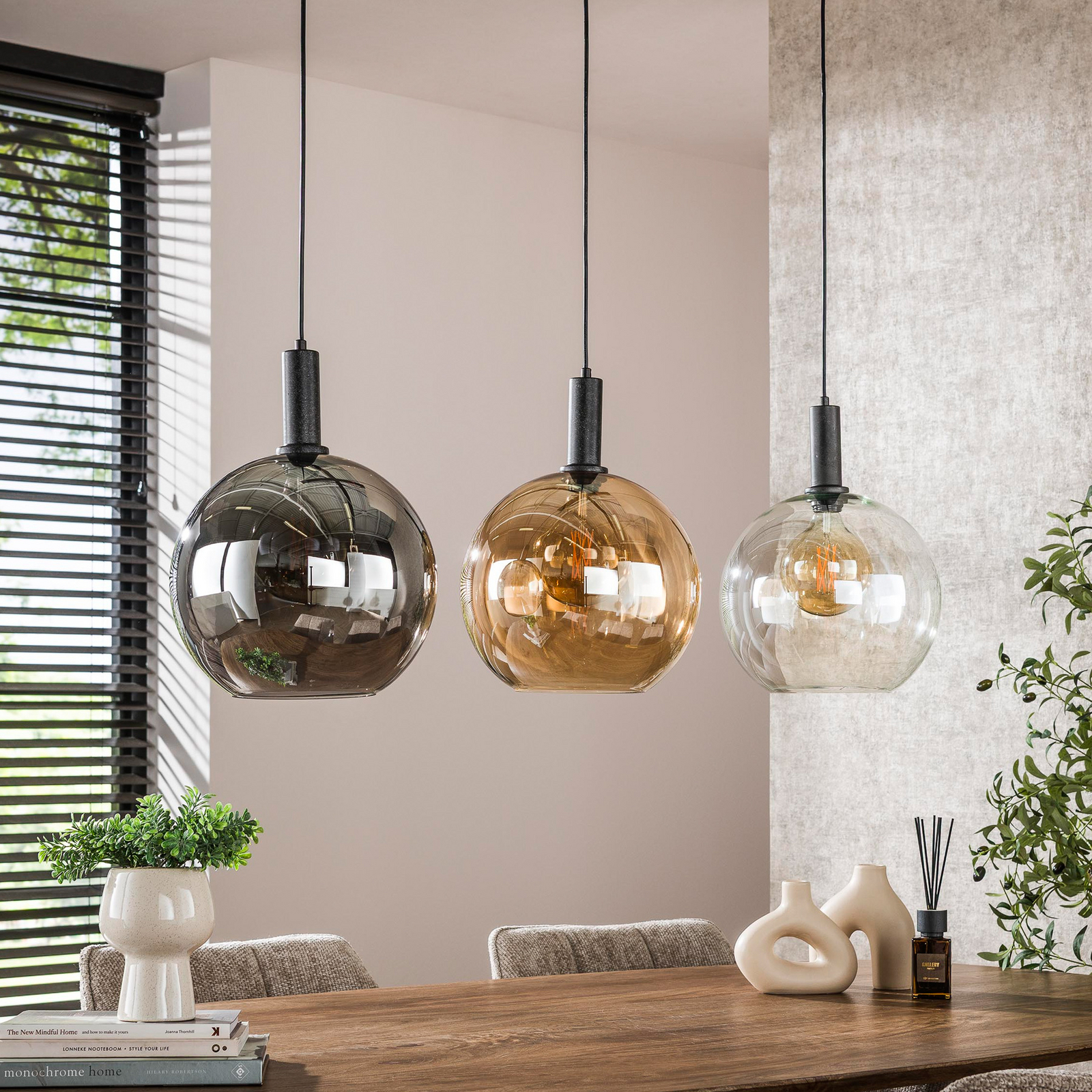Pendelleuchte Sfera Tricolore, mehrfarbig, 3-flg., Glas, E27