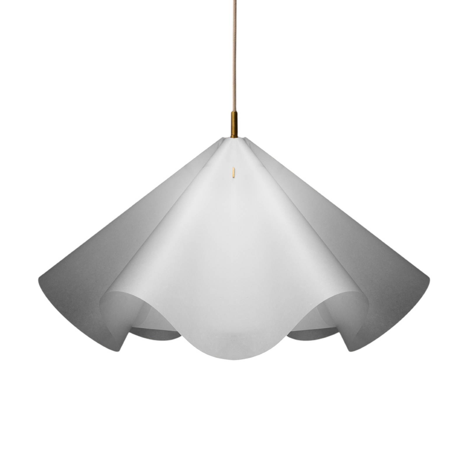 Suspension Sinuate, laiton/blanc, Ø 75 cm, E27, papier - Moebe