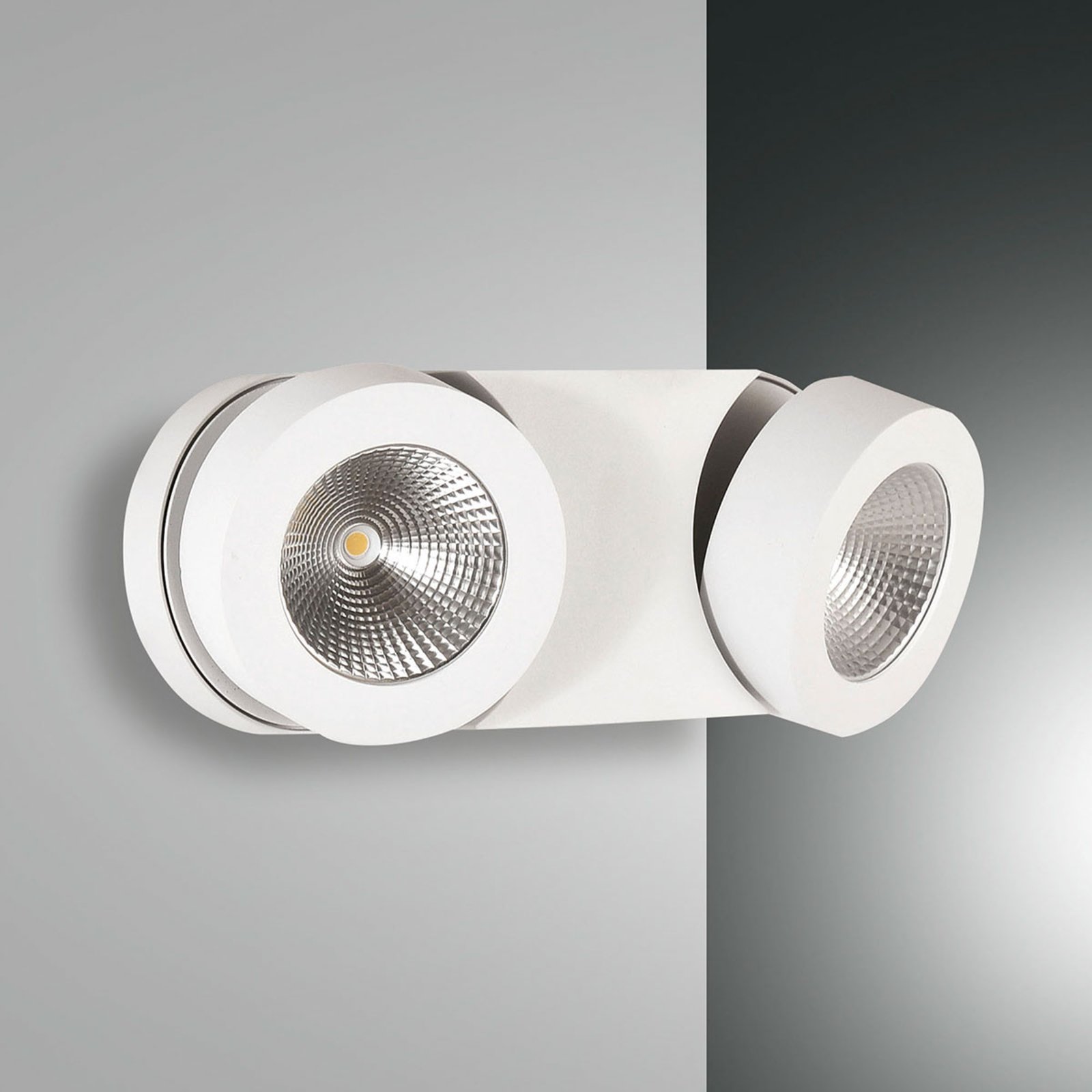 Fabas Luce Dimmable LED wall light Hella with 2 spots, for Living / Dining Room, aluminium, 10 W, energy efficiency: A+, W: 26 cm, H: 10 cm