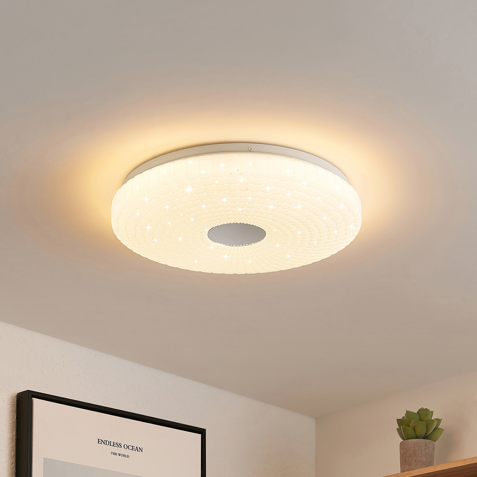 Lindby Smart LED mennyezeti lámpa Laubini, Tuya RGBW CCT, 38 cm