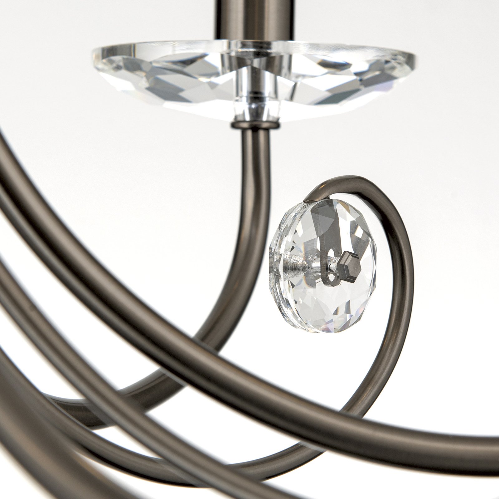 Candelabru Ariane, nichel, Ø 67,5 cm, cristal, 6 becuri.