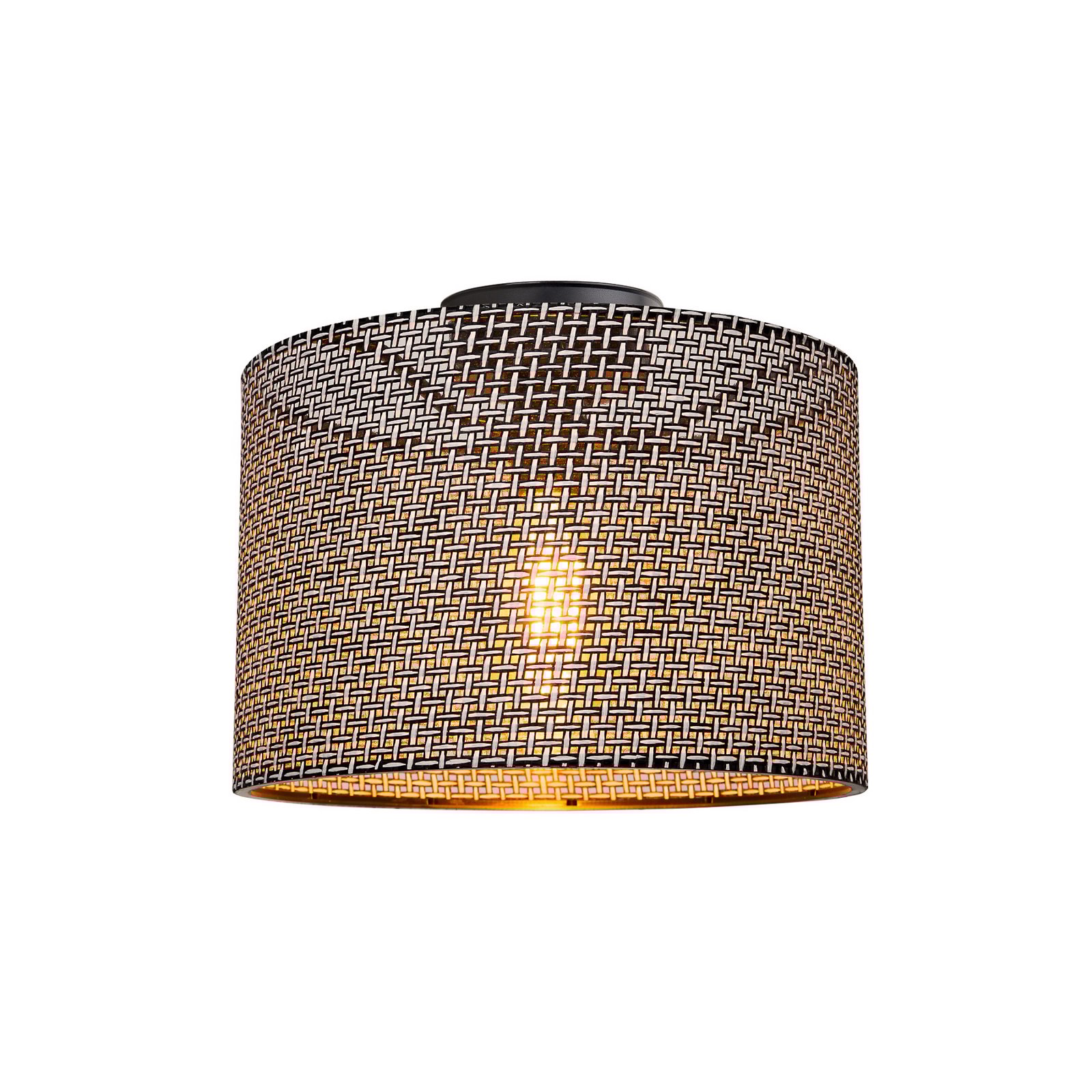 Φωτιστικό οροφής Goza, μαύρο μοτίβο, ύφασμα, Ø 30 cm