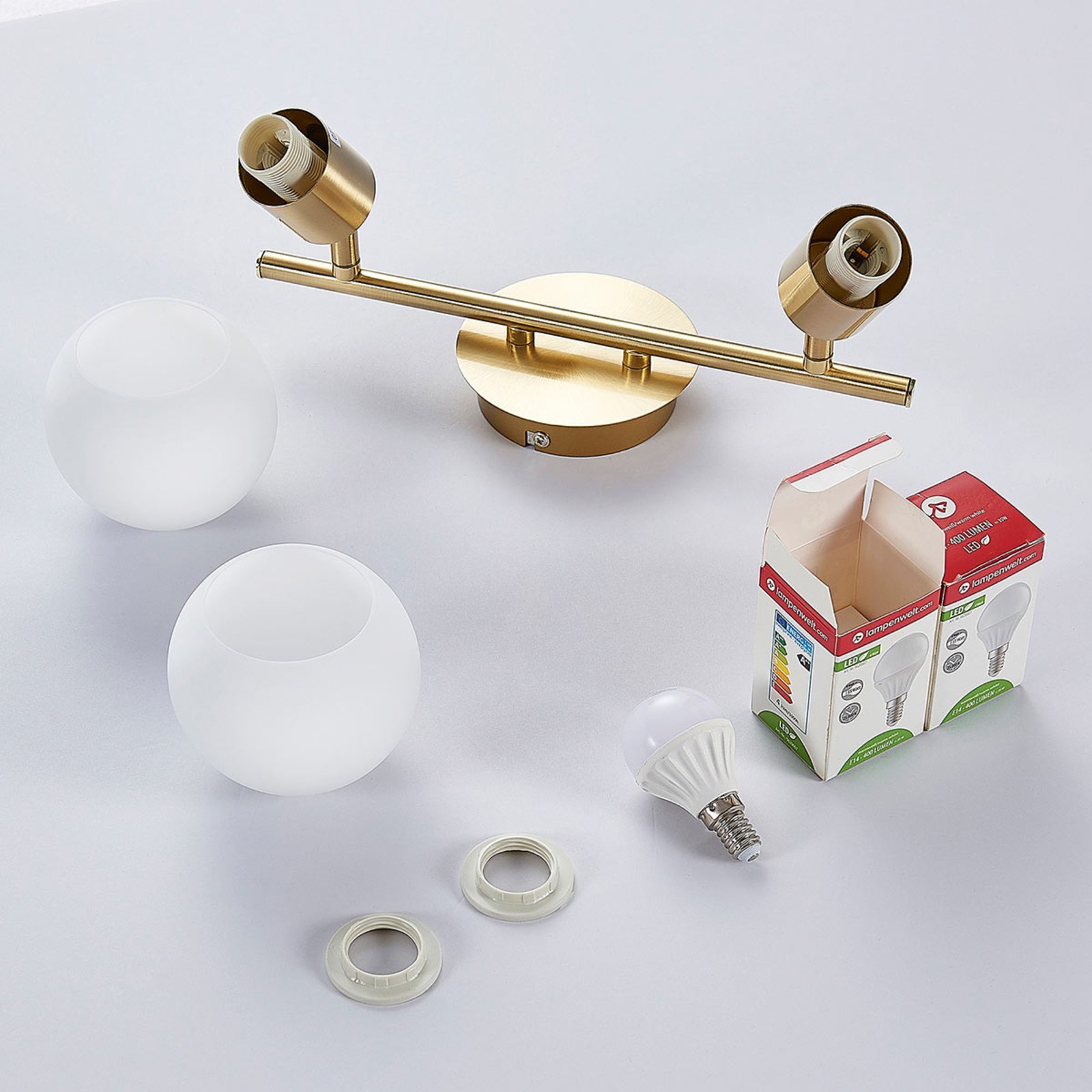 Elaina 2 Plafonnier Brass/Opal - Lindby