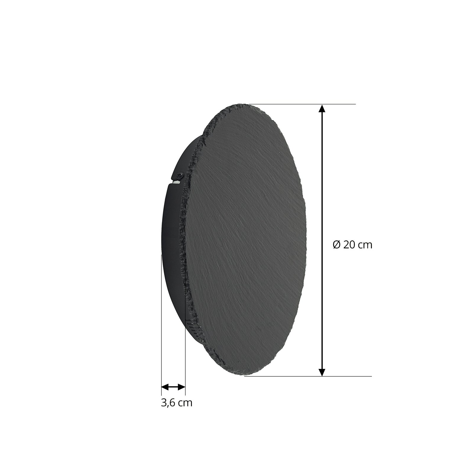 Lindby Peetu LED wall light, slate, round