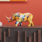 KARE decorative figure Coloured Rhino, polyresin, colourful print