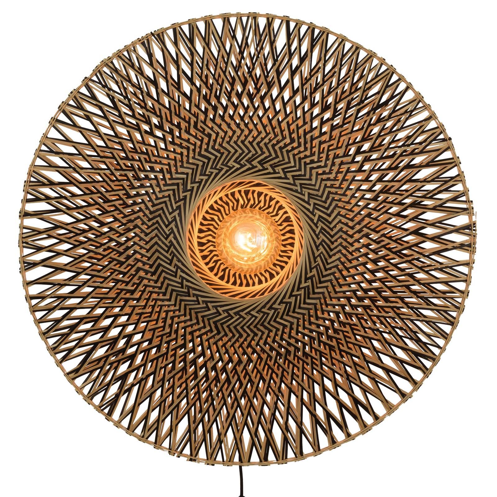 Good & Mojo GOOD MOJO Bali bamboo wall light Ø 87 cm, for Living / Dining Room, bamboo, iron, E27, 60 W