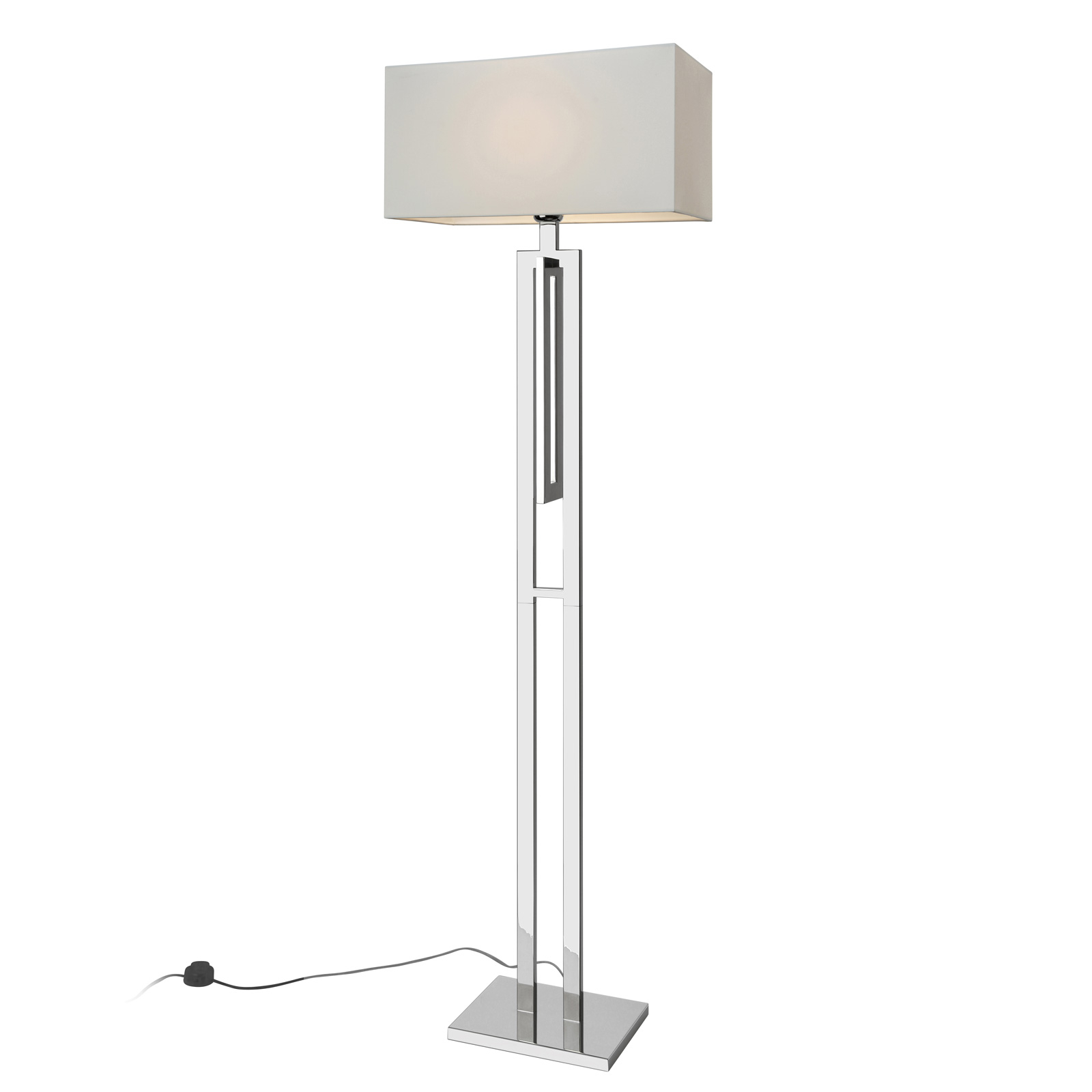 Sompex City floor lamp with a fabric lampshade, for Living / Dining Room, metal, fabric, E27, 60 W, energy efficiency: A++, L: 48 cm, W: 25 cm, H: 156 cm