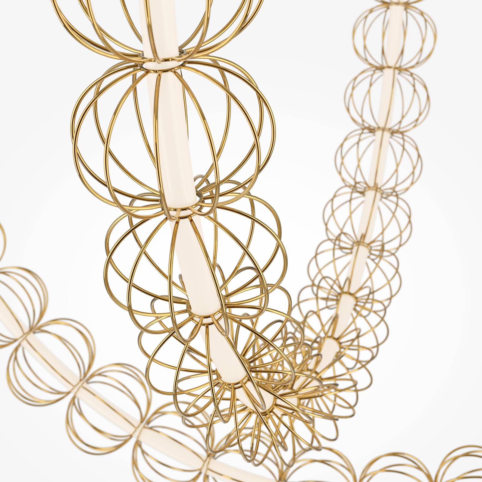 Lampa wisząca LED Maytoni Golden Cage, 2-częściowa, wysokość 184 cm