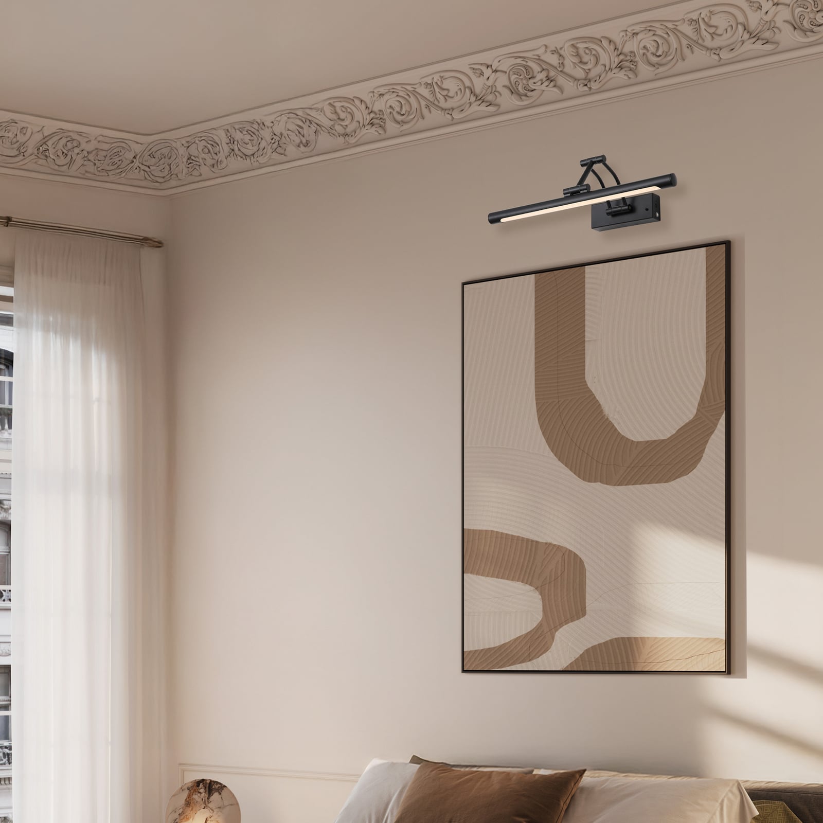 Herron LED rechargeable wall lamp, matt black, width 43 cm, CCT