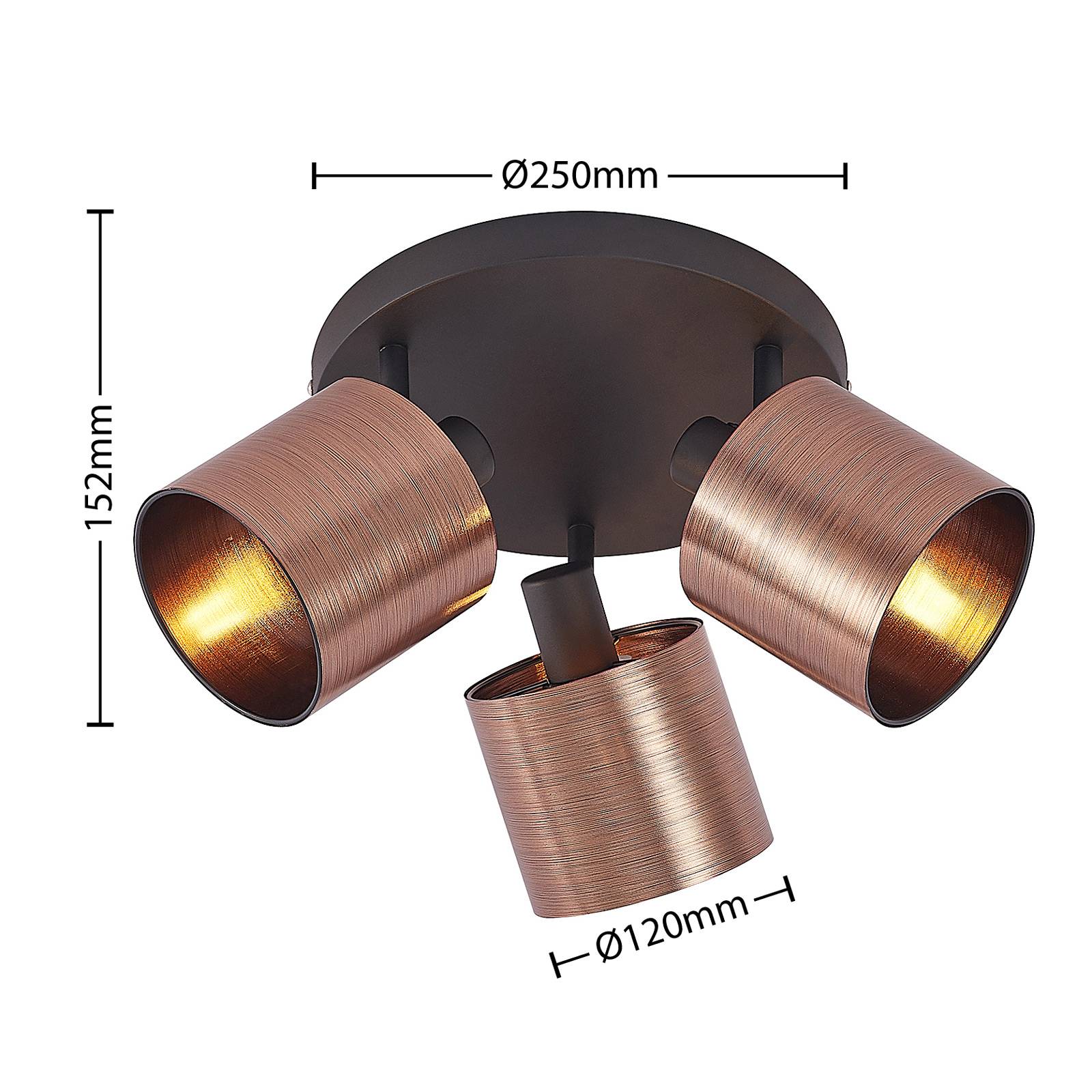 Lindby Joudy lampa sufitowa 3-punktowa ciemny brąz