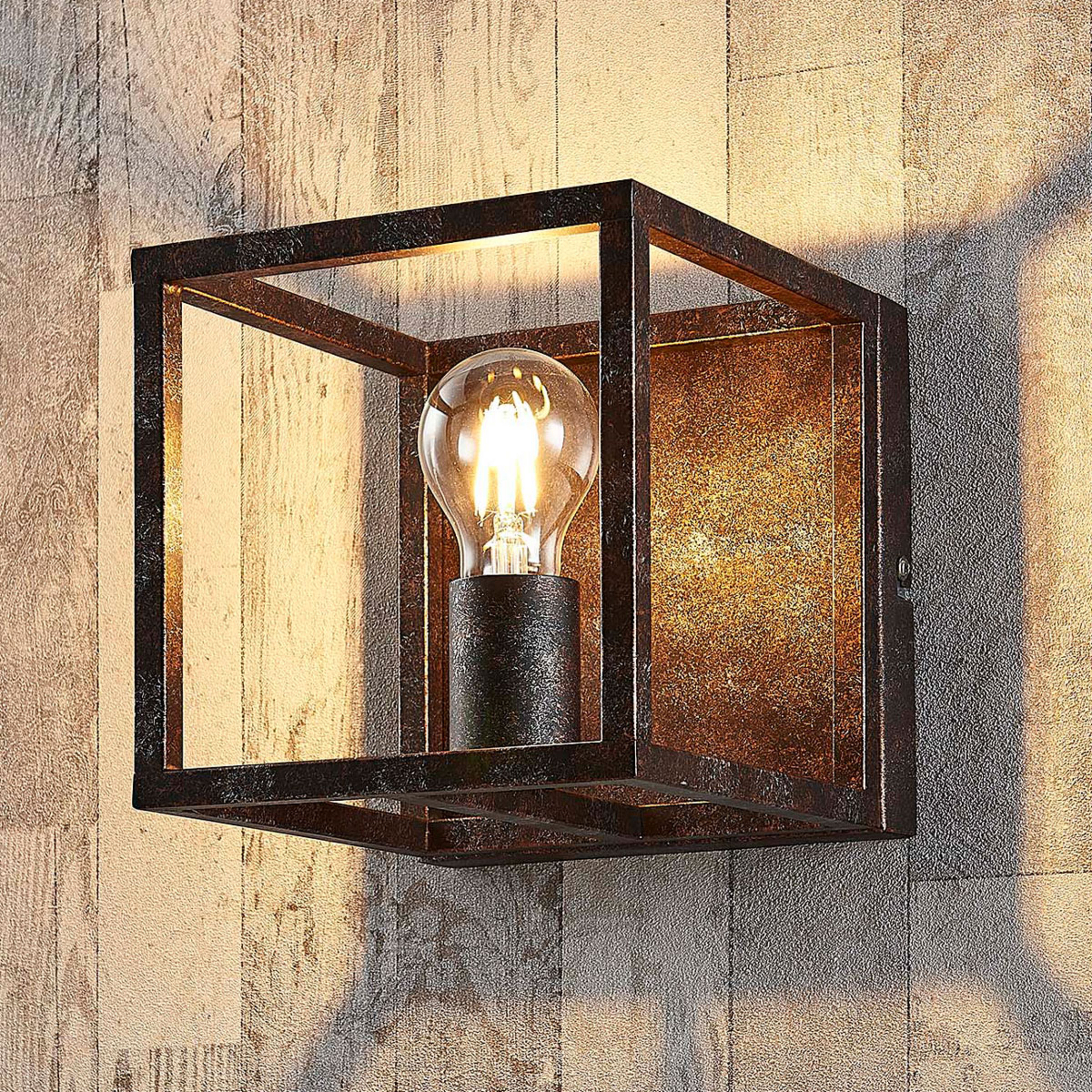 Lindby wandlamp Emin, breedte 18 cm, roestkleurig, metaal