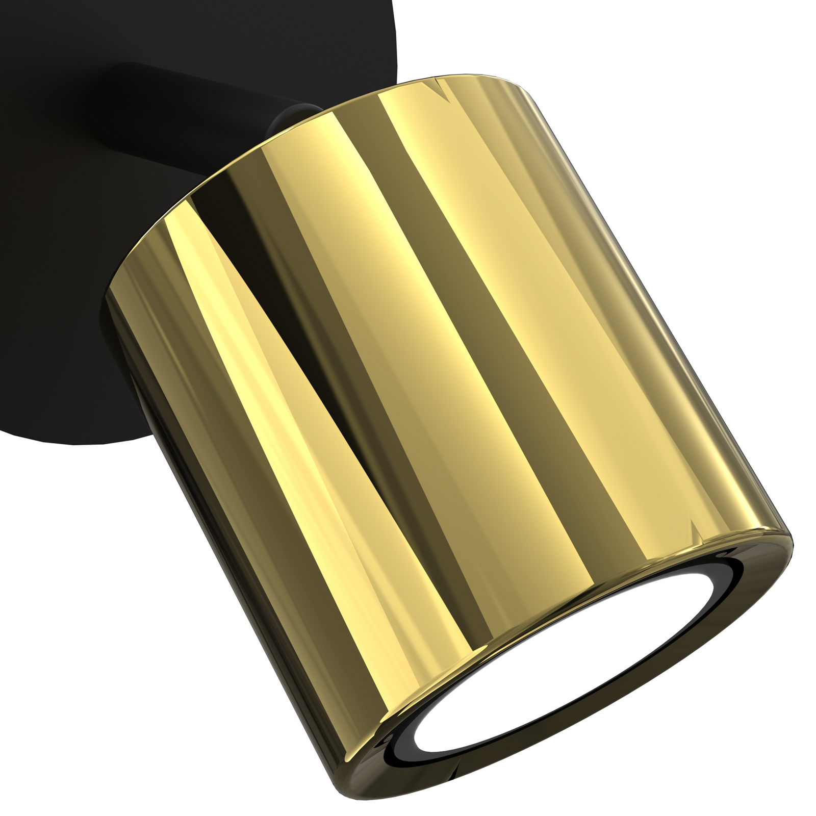 Demia wall spotlight, black/brass-coloured, width 10 cm