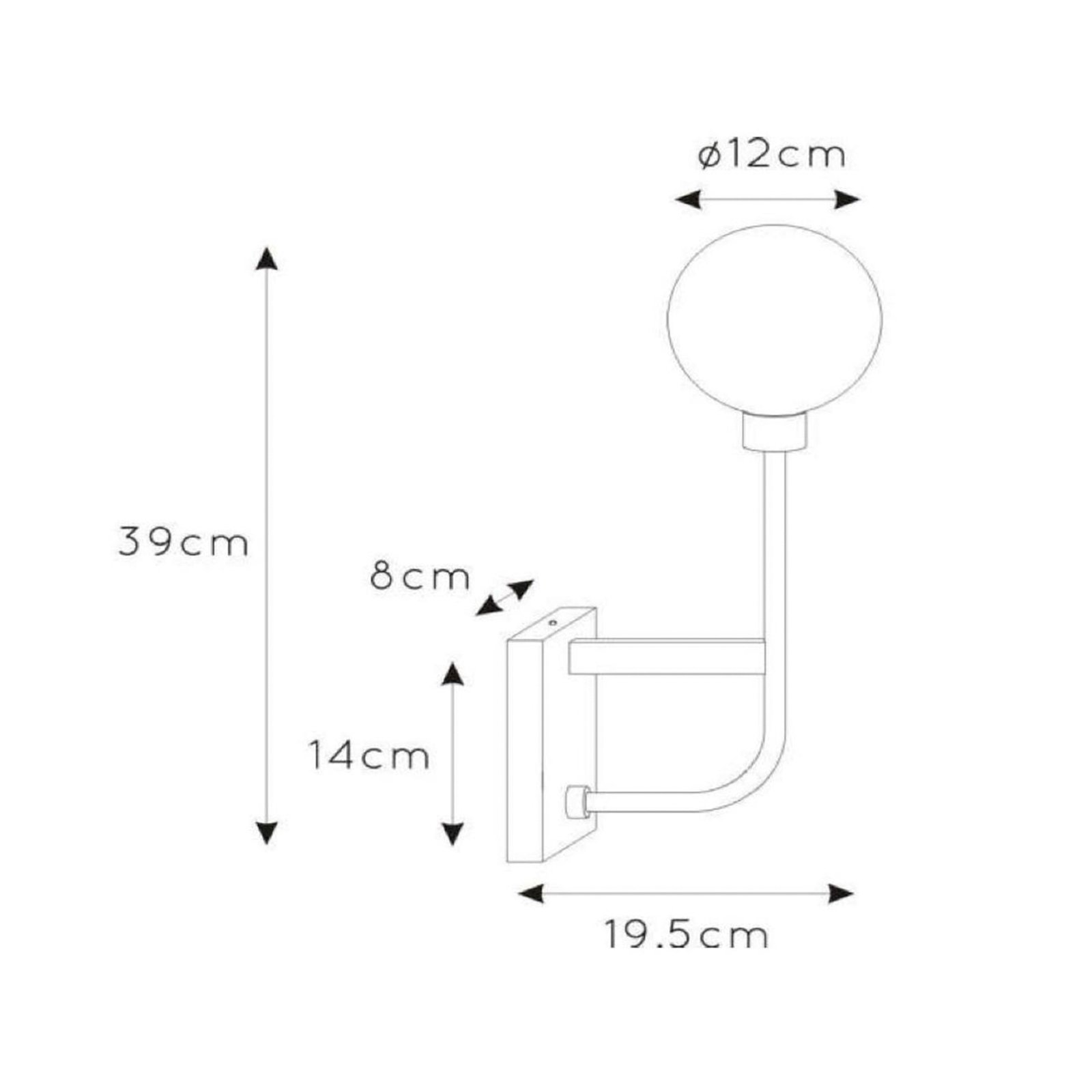 Berend wandlamp, glas, zwart/goud, 1-lamp