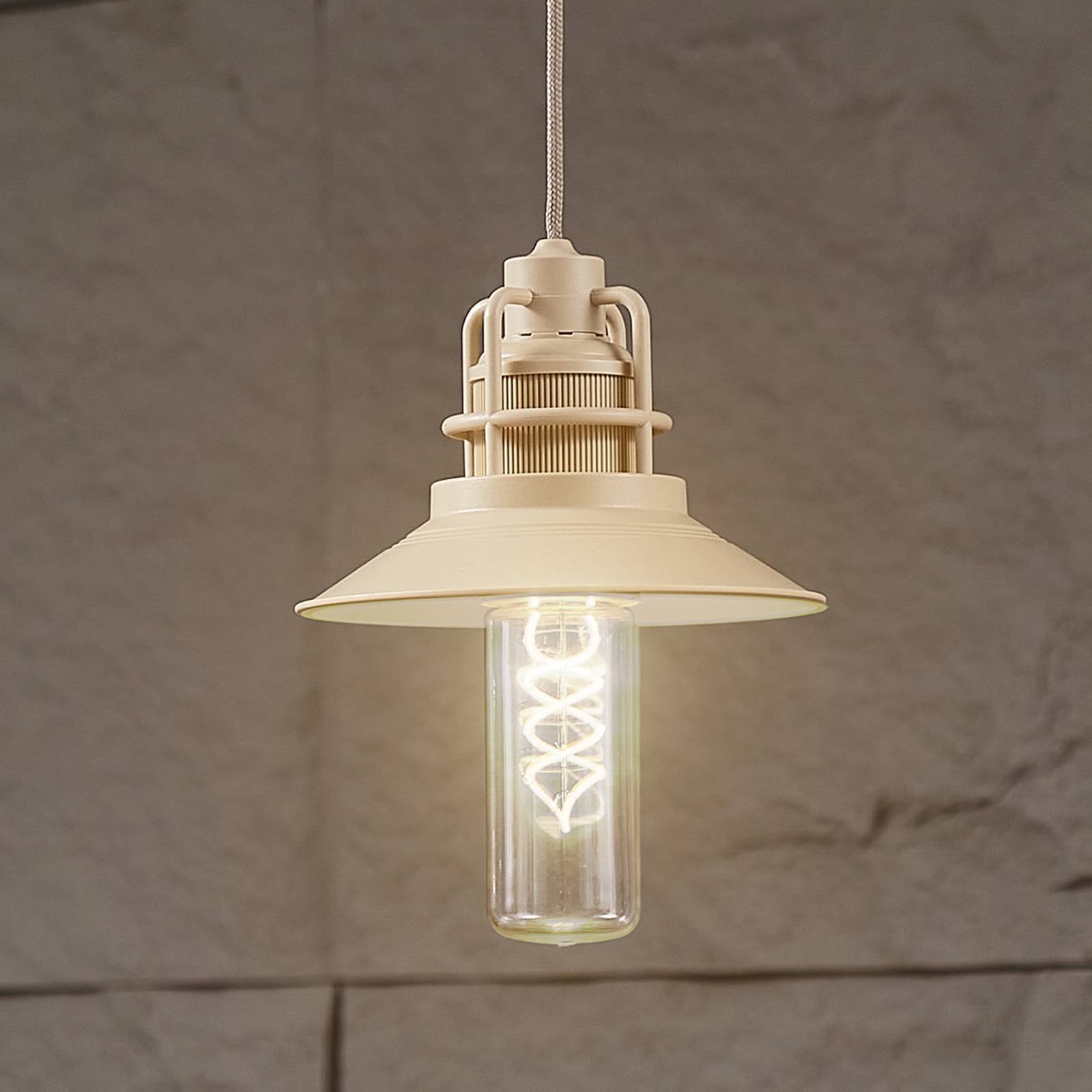Lindby LED-Akku-Hängeleuchte Raul, beige, Alu, Ø 15cm günstig online kaufen