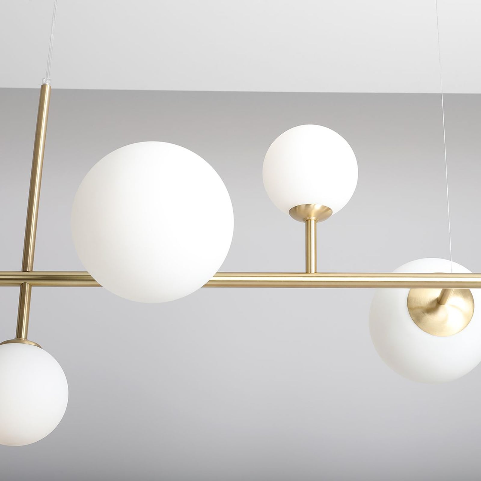 Joel hanglamp, messing/wit, 6-lamps - ALDEX