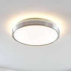 Lindby LED stropné svietidlo Emelie, Ø 35 cm, farba hliníka, kov