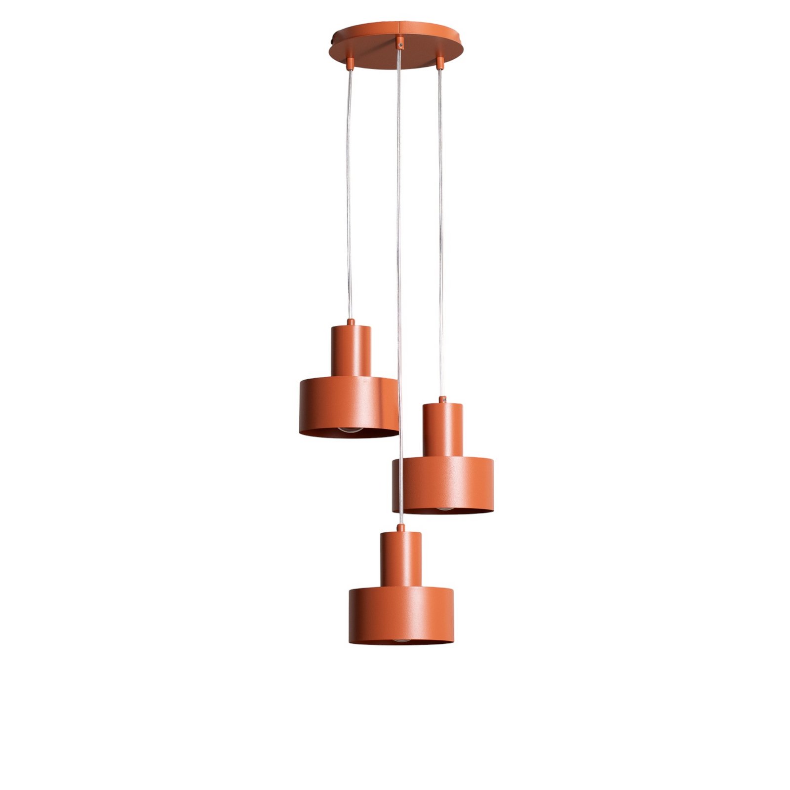 Rif 3 pendant light, brick red, round, 3-bulb, Ø 33 cm