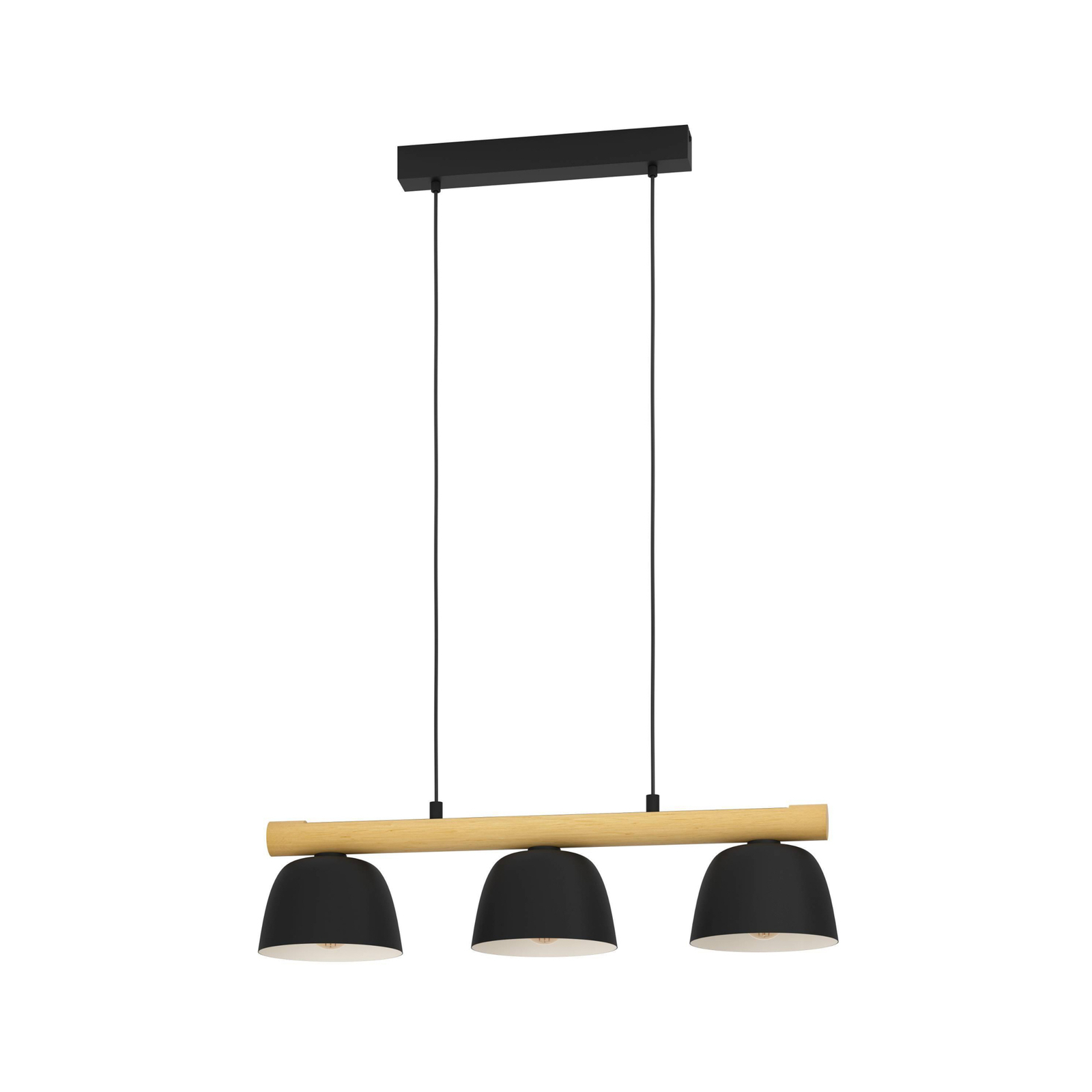 Suspension Sherburn, longueur 77 cm, noir/brun, 3 lampes