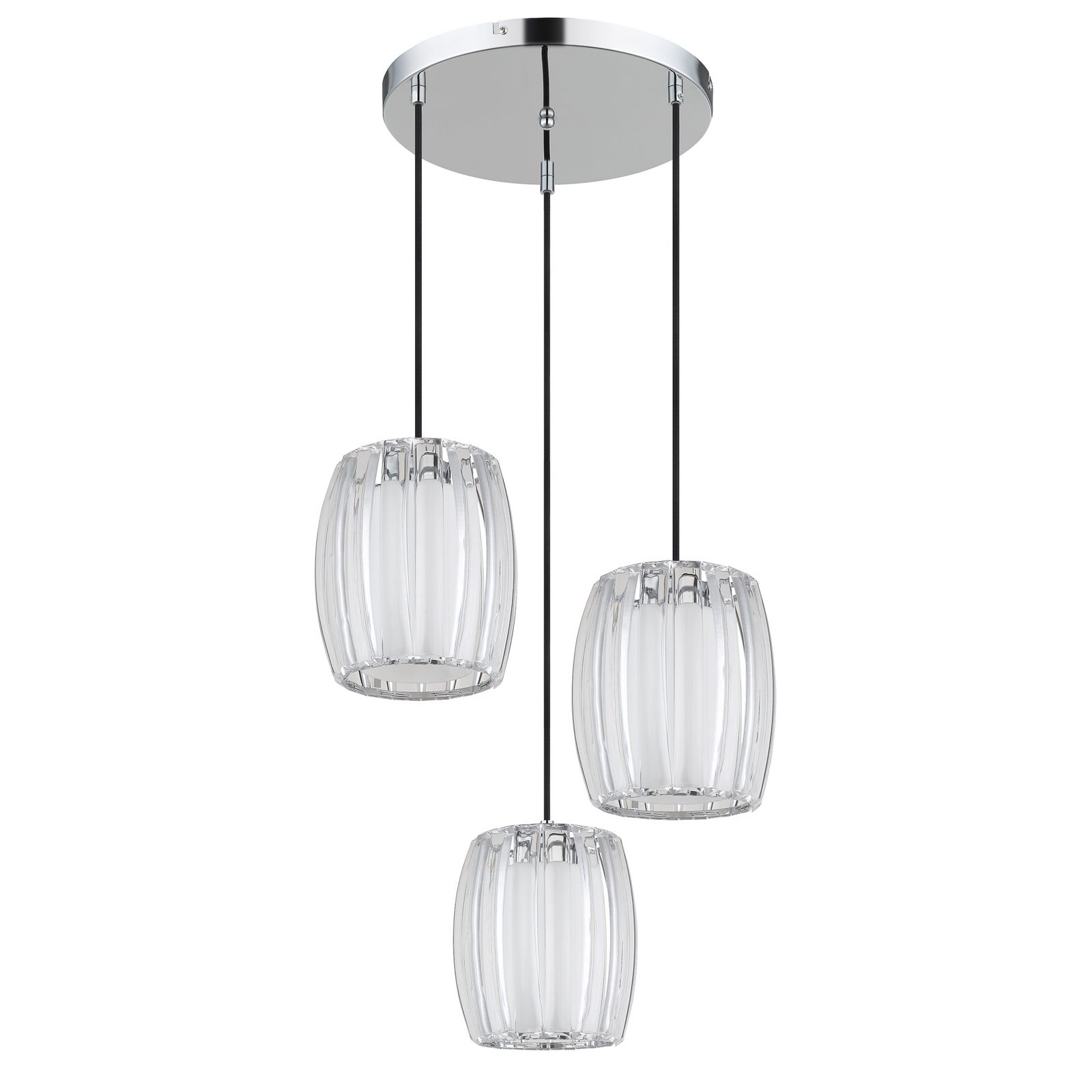 Lampă suspendată Maribel, Ø 40 cm, crom/transparent, metal, cu 3 becuri Lampă suspendată Maribel, Ø 40 cm, crom/transparent, metal, cu 3 becuri